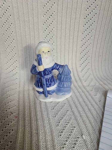 Alte Welt Weihnachtsmann Figur signiert Delft 019151 blau weiß ~4 Zoll hoch Jan25