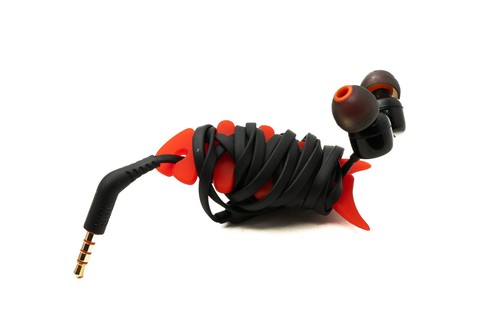 SYSTEM-S 5er Set Cable Manager Wrap Fish Shape Silicone IN Red - Afbeelding 4 van 4