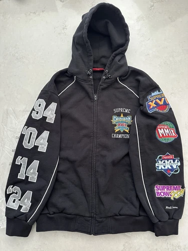 Taille L Sweat à capuche zippé Supreme SS25 Playoffs noir neuf EN MAIN