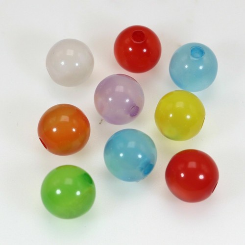50 Mixed Colour Acrylic Cats eye Round Beads 12mm Crafts Jewelry Making - Picture 10 of 10