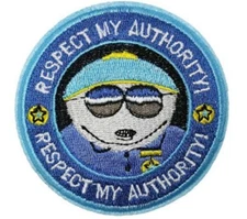 South Park Cartman Respect My Authority Embroidered 3" Tall Iron on Patch