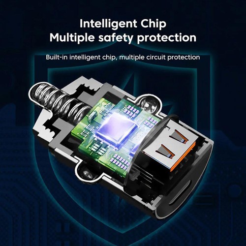 30/100W Mini Car Charger Fast Charging Pull Invisible PD QC3.0 USB Ty D3P7 - Picture 10 of 20