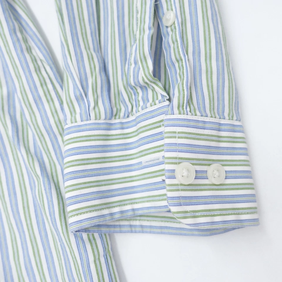 Camisa de vestir Croft & Barrow para hombre 17,5 34-35 azul a rayas 100 % algodón fácil cuidado Foto 3 de 4