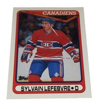 1990 Topps #159 Sylvain Lefebvre Montreal Canadiens Hockey Trading Card 