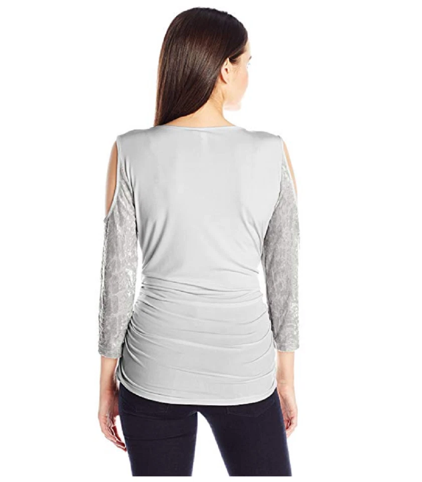 Top para mujer Ny Collection mediano hombro frío terciopelo agotado venta al por menor $50.00 Foto 2 de 4