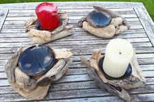 4x  Treibholz Kerzen Leuchter Kerzen Halter Ständer  Weihnachts Adventskranz