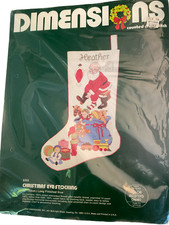 Vtg Christmas Eve Stocking Kit Dimensions Santa Toys Kit 8303 Cross Stitch NIP