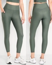 Old Navy Women’s High-Waisted PowerSoft Rib Pocket Leggings Dark Ivy XS S M XL