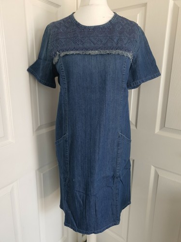 blue denim loose shift t-shirt dress 