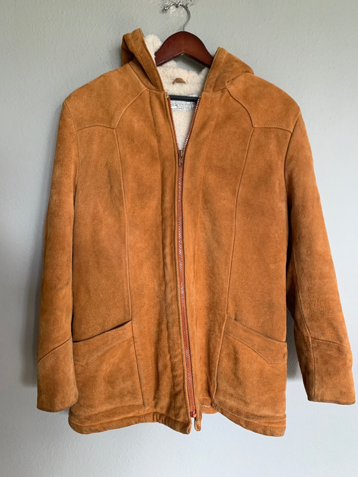 Cowhide Split Leather Vtg Sherpa Lined 