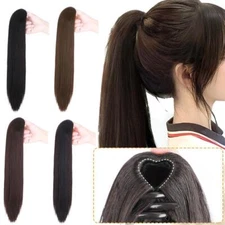 40/50cm Long Straight Ponytail Claw Clip in Hairpieces Women's V7V1 Fake L D2P3