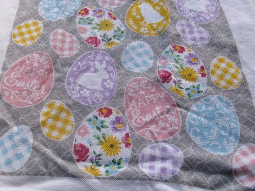 REDDISH Yarn Crocheted Top COLORFUL EASTER EGGS Print Cotton Kitchen Towel - Picture 2 of 2