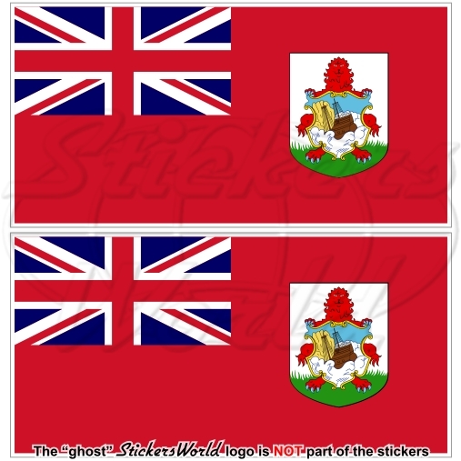 BERMUDA Bandera de Bermudas Territorio Británico de Ultramar 110 mm (4,3") Calcomanías adhesivas x2