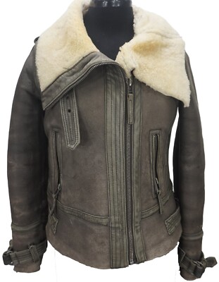 YESSICA B3 Real Leather Vintage  Aviator Jacket for women size UK 12