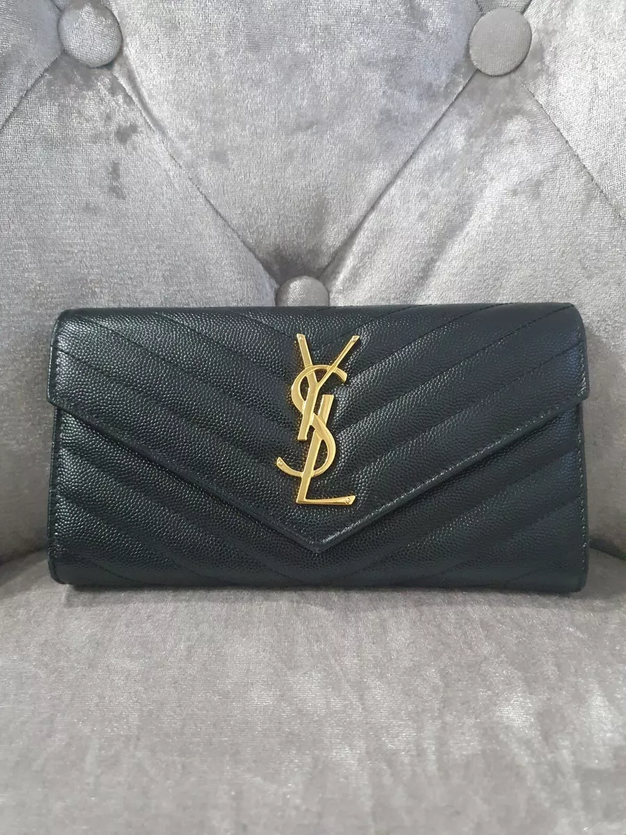 Saint laurent monogramme large grain de poudre leather flap wallet new arrivals