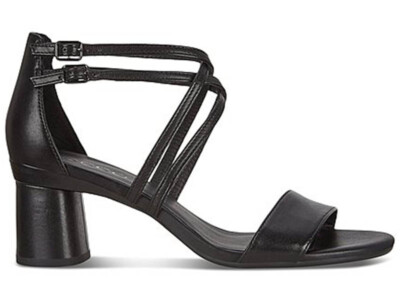 Ecco Women's Elevate 65 schwarze Leder-Sandalen mit Absatz