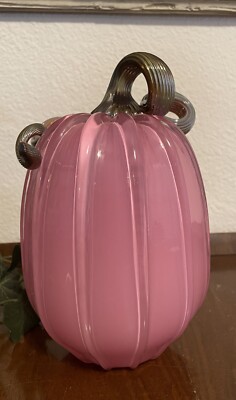 LITTLE RIVER HOTGLASS HANDBLOWN PUMPKIN, LARGE TALL BLUSH PINK, EXTRA LONG STEM