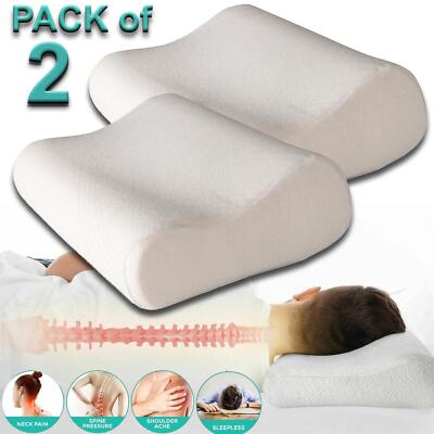 2x Orthopaedic Memory Foam Pillows Contour Neck Back Support Head