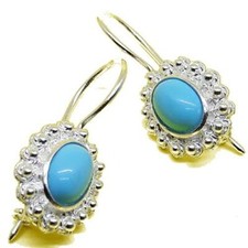 Coralli di Sardegna Orecchini Turchese 6x8mm Filigrana Argento corona Pallini