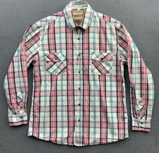 US Expedition Mens Button Up Shirt Pearl Snap Pink Check Western Cowboy XL