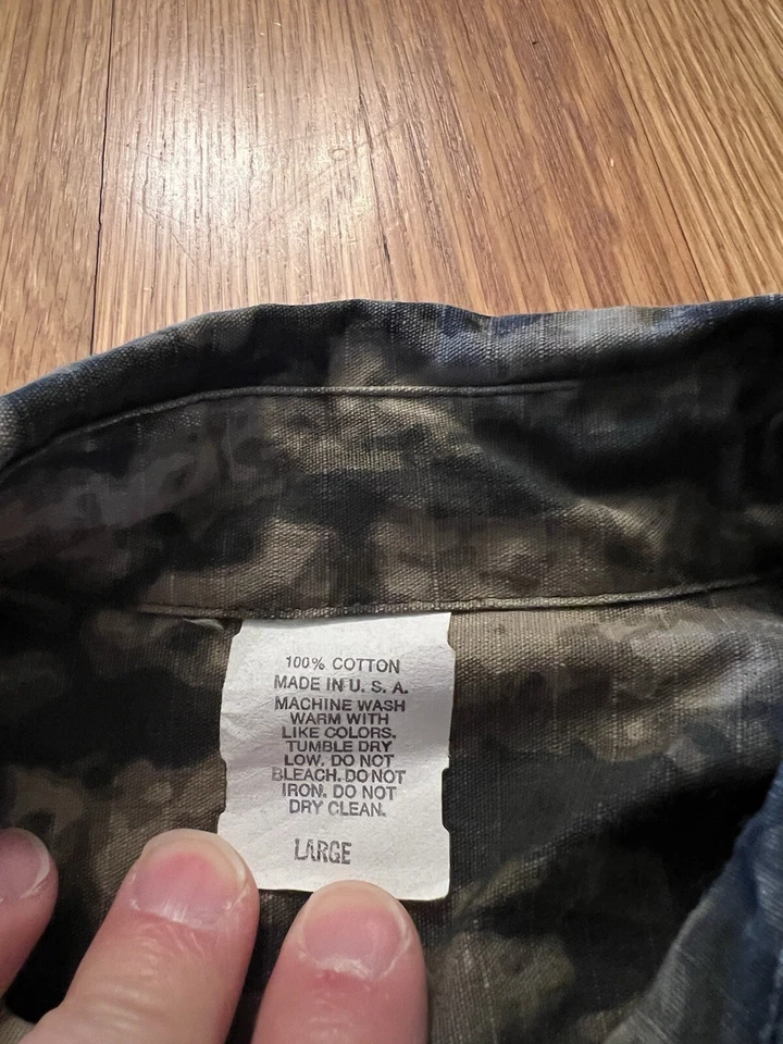 Vintage Timber Ghost Camo Button Shirt Mens Size Large Riptstop Made In USA - Image 4 of 4
