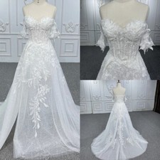 Elegant White Wedding Dresses Sweetheart Sleeveless Lace Appliques Bridal Gowns
