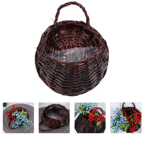 2pcs Rattan Basket Wall Planters Home Decor Camping Basket Wall Wicker Planter