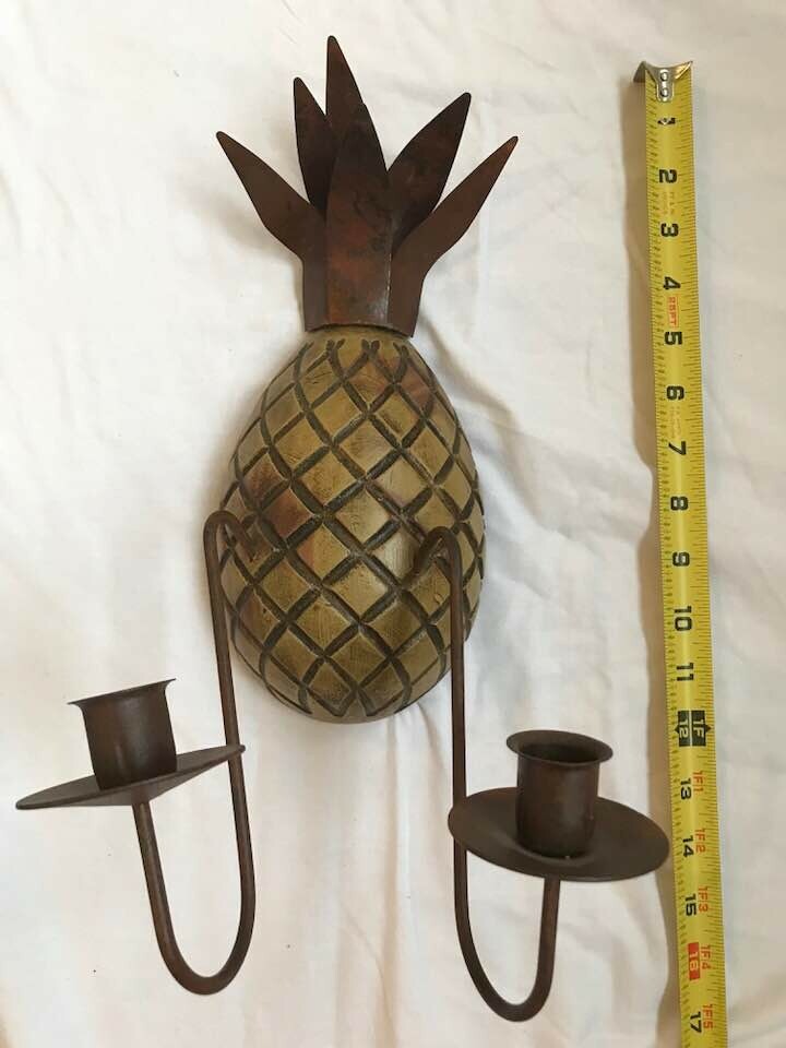 Wall Scone Vintage Pineapple Two Arms Metal Candle Holder 