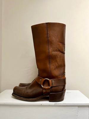 Vtg FRYE Brown Leather Harness Boots MENS 8.5 D WOMENS 10.5 D 2225 