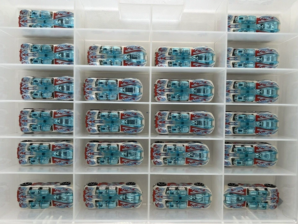 Hot Wheels 2004-7 MYSTERY CAR WHAT-4-2 BLACK & WHite WITH FLAMES LOOSE (32)   - Image 2 of 4