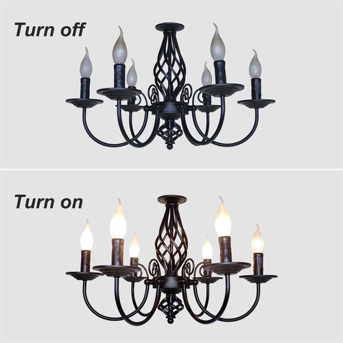 French Country Chandelier,Vintage Candle Chandelier,6 Lights Farmhouse Pendant L - Picture 7 of 12