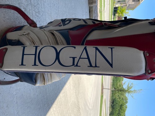 Hogan Vintage Golf Bag Leather Red White and Blue. Tiny Hand Damaged A Bit - Picture 8 of 12