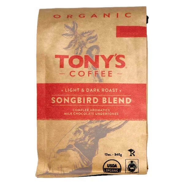 Смесь Tonys Coffee Songbird средней обжарки из цельных бобов 12 унций 5790₽