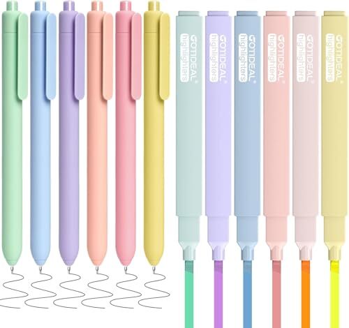 Aesthetic Highlighters and Gel Pens, 12 Pack No Bleed Bible Highlighters, Bla...-image