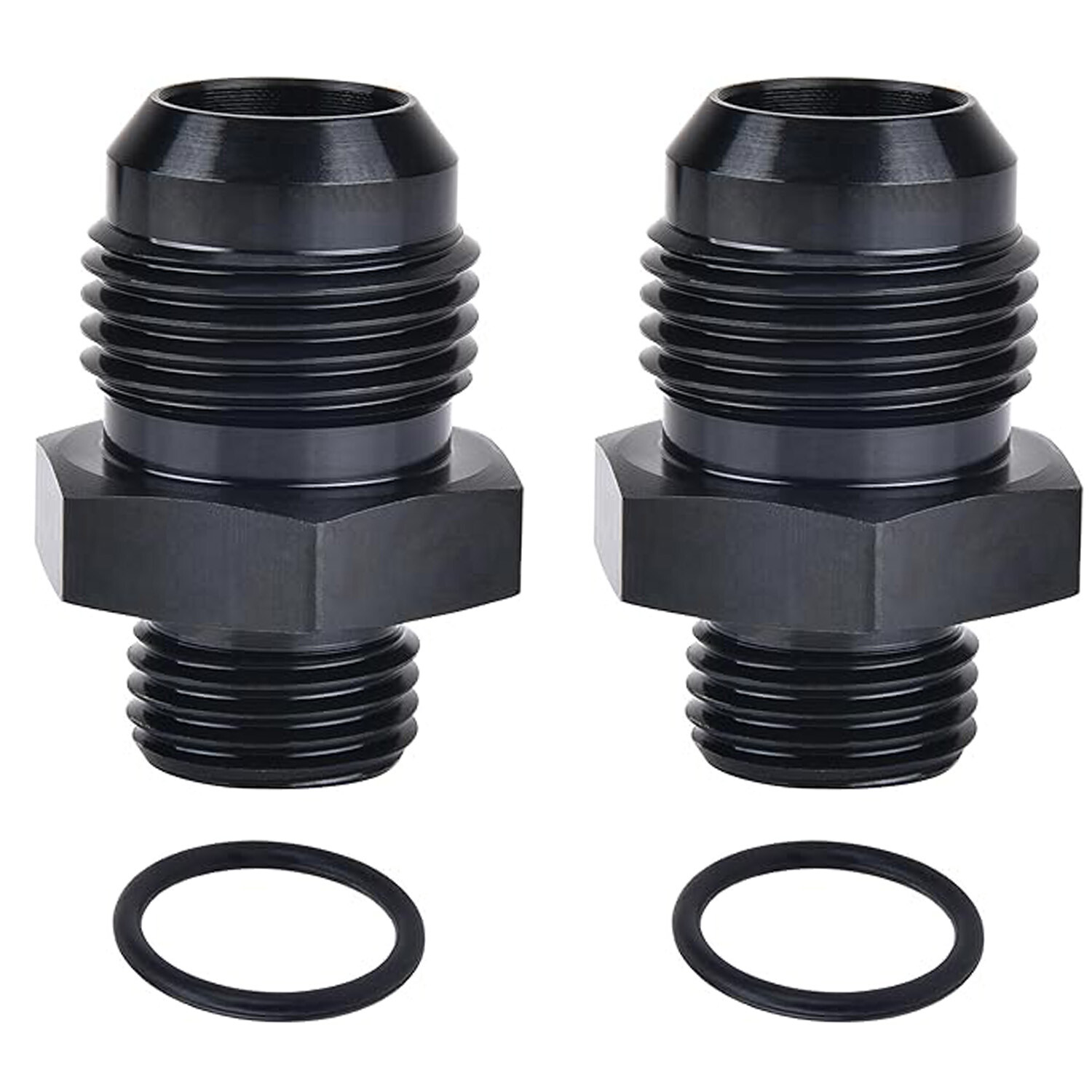 2pc 8AN Male Flare to 6AN ORB O-Ring Fuel Pump Rail Adapter Fitting - Aluminum