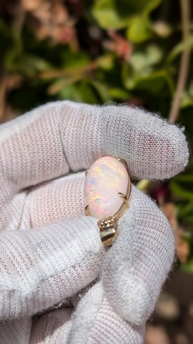 Museum Grade 14 Carats Fire Welo Opal 14K Solid Yellow Gold Custom Made Pendant - Picture 22 of 24