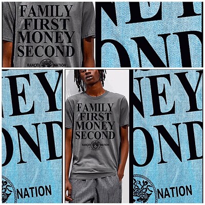 Hip hop t-shirt streetwear family first gangster mobster money second quote tee