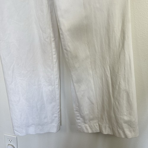 CHINO Anthropologie Jumpsuit Womens 8 White Scalloped Edge Long Wide Leg Pant - Picture 4 of 10