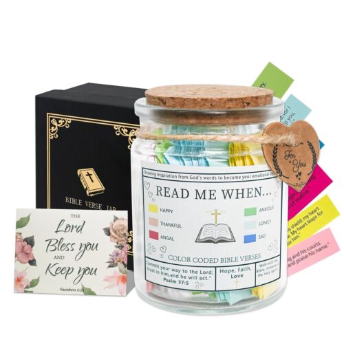 Bible Verse Jar with Greeting Card, Read Me When Bible Verses Jar with Coated...