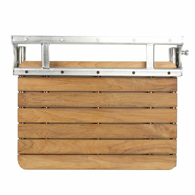 Teak Folding Shower Seat Wall Mount Solid Wood Folddown Spa Bench