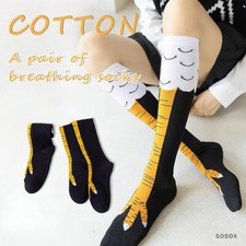 2 Pairs Novelty Crazy Funny Chicken Legs Feet 17.7in Mid-Calf Turkey Socks NEW