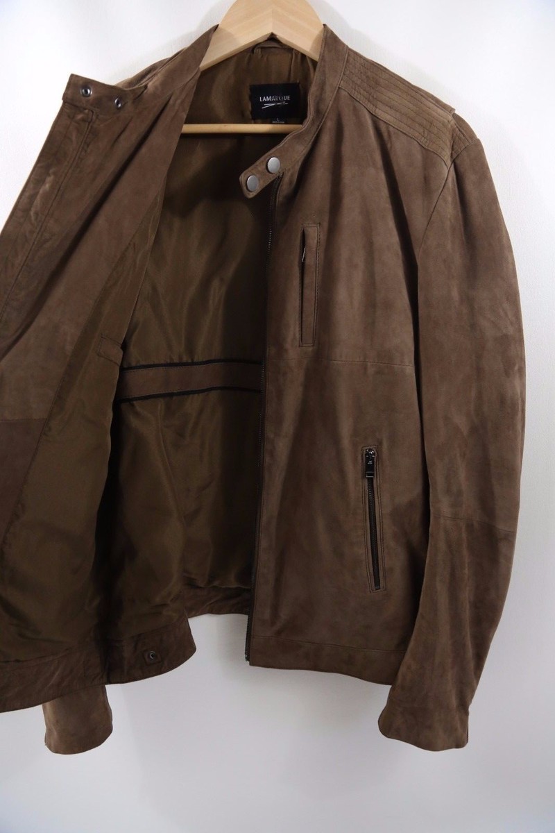 221 La Marque Collection Soft Suede Moto Jacket Size L retail $495  