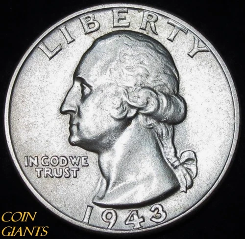 1943 Washington Quarter GEM Uncirculated White BU Philadelphia Coin Lustrous