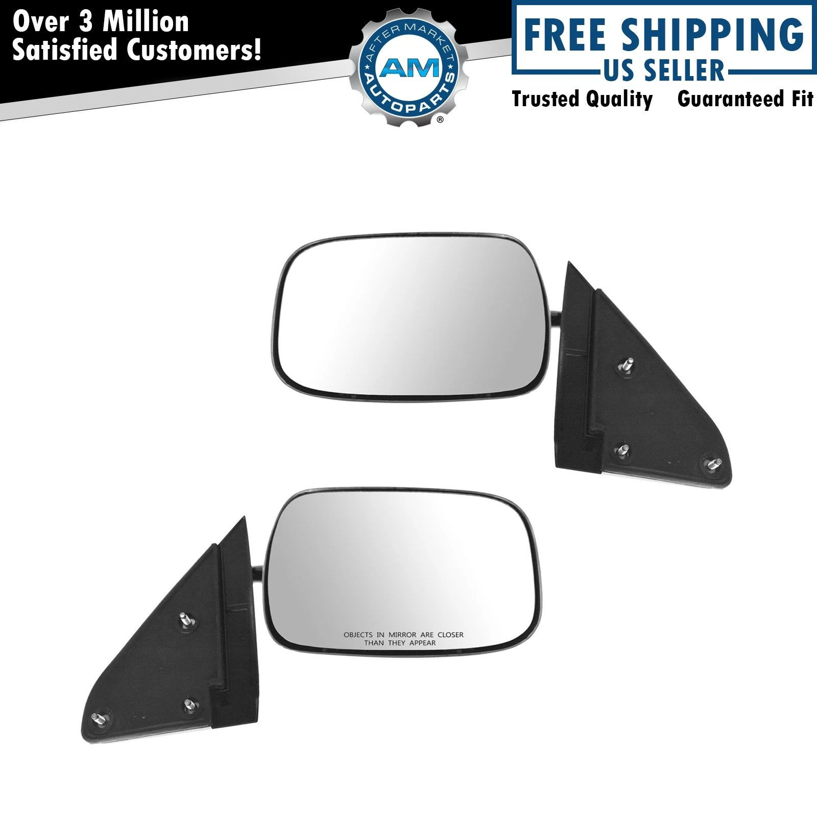 TRQ Manual Side View Mirrors Stainless Steel Pair Set for Chevy GMC Pickup Truck
