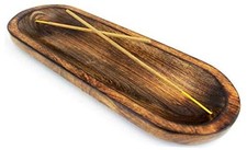  Incense Burner Holder – 11 Inch Natural Wood Ash Tray – Double Holes for 