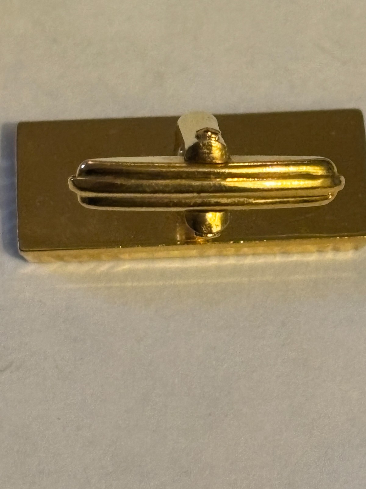 Rectangular gold cufflinks with textured bark sty… - image 6