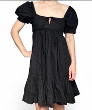 Urban Outfitters Wonderland Tie-Back Babydoll Dress Black 100% Cotton Size S