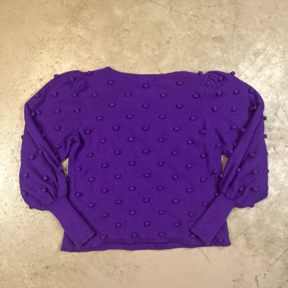 Suéter Lilly Pulitzer Kippa Mujer Grande Baya Púrpura Pom Pom Manga Globo Foto 2 de 4