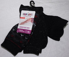 MUK LUKS Wool Blend Boot Socks 3 Pairs BLACK/RED SNOWFLAKE/SPECKLED Size 6-11