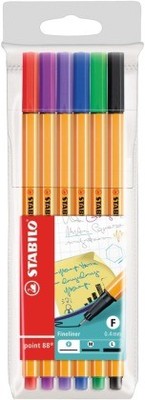 Fineliner - STABILO point 88 - 6er Pack - mit 6 verschiedenen Farben | Nonbook